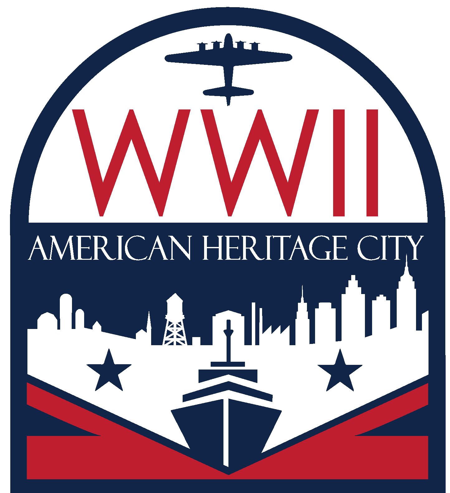 Image of the WWII Hertiage City logo